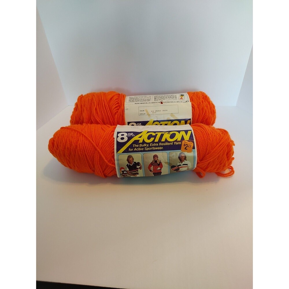 Monsanto Acrylic Yarn Color Orange Crush, 2 Skeins, 8 Ounces Lot 3064